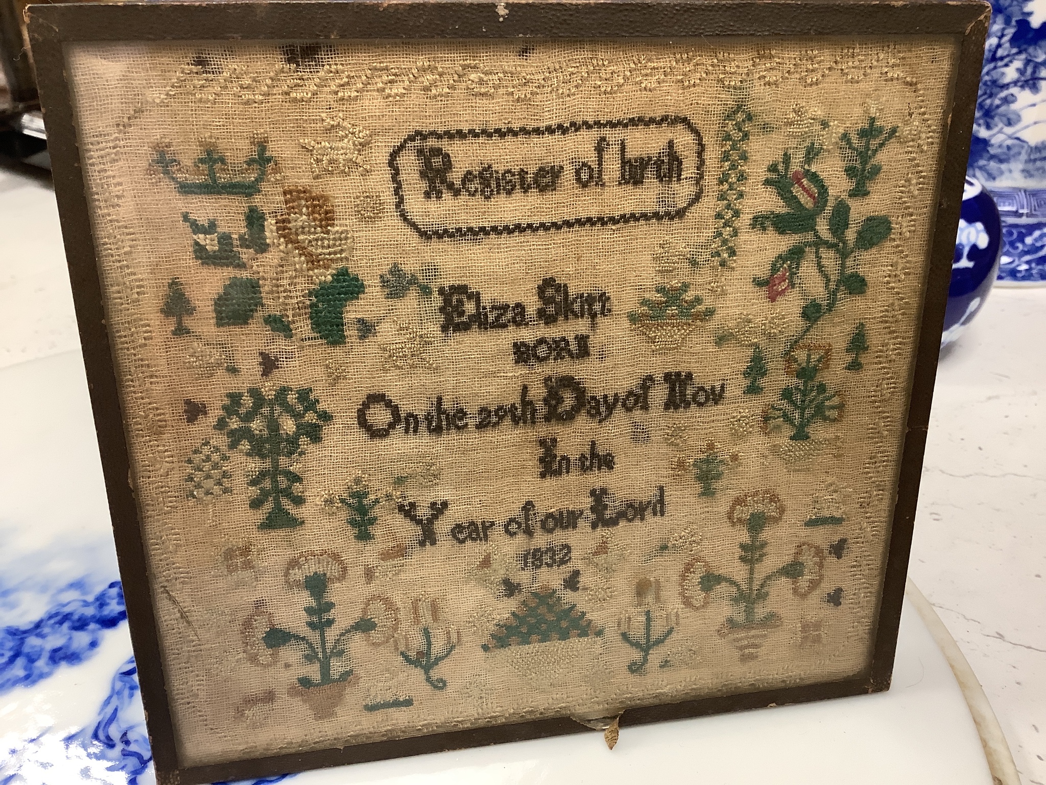 An unusual William IV ‘Register of birth’ small sampler together with four other samplers ranging in date from 1778 to 1851, largest 56 cm x 20.5 cm (5)